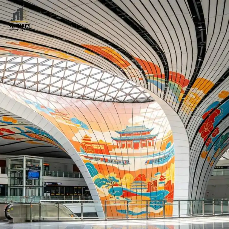 Subway Station Aluminum Square Tube Ceiling | Fireproof Ventilated U Shape Aluminum Baffle Ceiling